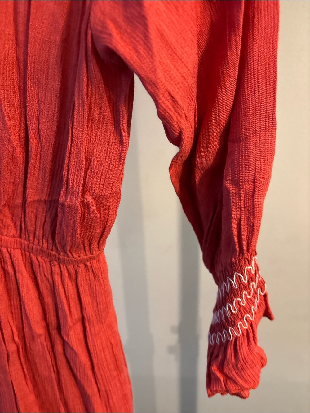 She + Sky Red/rust Mini long sleeve Dress with Tie Waist size small - Picture 4 of 8